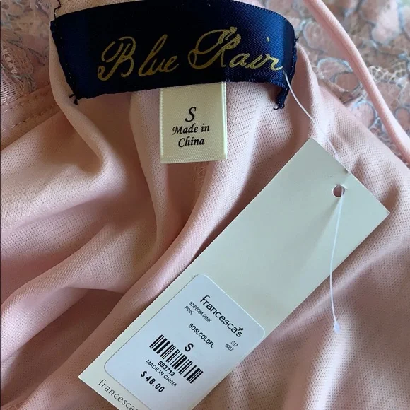 Francesca’s Collection Blue Rain Pink Lace Dress - Picture 2 of 4